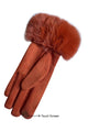 Pearl Diamond Print Faux Fur Trim Touch Screen Gloves