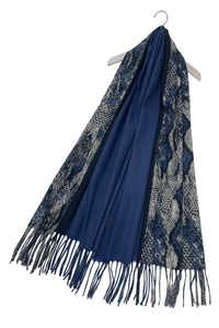 Snakeskin Stripe Soft Wool Tassel Scarf