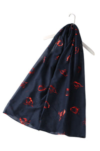 Robin Bird Foiled Print Scarf - Fashion Scarf World