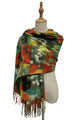 Painted Patchwork Soft Wool Tassel Scarf