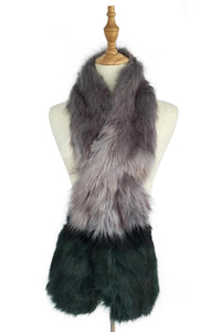 Stripe Long Faux Fur Collar - Grey - Fashion Scarf World