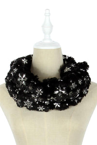 Foiled Snowflake Soft Twist Snood - Fashion Scarf World