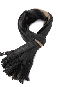 Three Stripes Knitted Tassel Unisex Scarf - Fashion Scarf World
