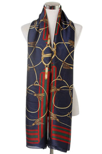 Elegant Tassel & Buckle Print Silk Scarf - Fashion Scarf World