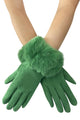 Faux Fur Trim Suede Touchscreen Gloves