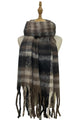 Cosy Large Check Blanket Wrap Tassel Scarf