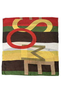 Loud Colour Block Letter Print Silk Scarf