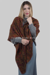 Elongated Paisley Print Blanket Wrap - Fashion Scarf World