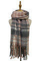 Cosy Large Check Blanket Wrap Tassel Scarf