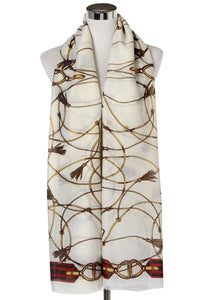 Buckle & tassel Print Frayed Scarf - Fashion Scarf World