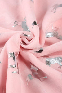 Silver Foil Unicorn Print Frayed Scarf - Fashion Scarf World