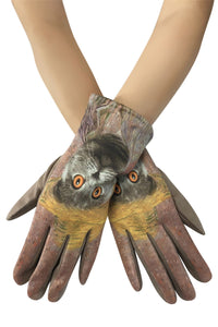 Art Impressionist Cat Print Touchscreen Suede Gloves