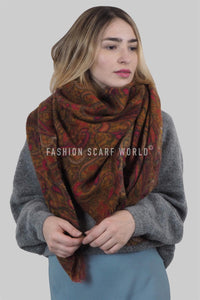 Elongated Paisley Print Blanket Wrap - Fashion Scarf World