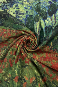 Van Gogh 'Poppy Field' Print Wool Tassel Scarf