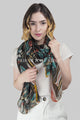 Tropical Leaf With Stripe Border Scarf - Fashion Scarf World