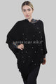 Arrow Knit & Pearl Tassel Poncho - Fashion Scarf World