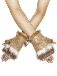 Plain Real Fur Fingerless Mittens