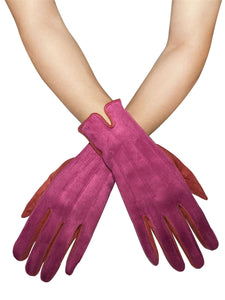 Two Tone Suede Effect Touchscreen Gloves