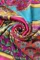Vibrant Floral & Buckle Print Silk Scarf