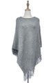Plain Knitted Tassel Poncho - Fashion Scarf World
