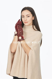 Donegal Boucle Real Fur Mix Pom Pom Gloves - Fashion Scarf World