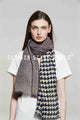 Houndstooth & Herringbone Print Frayed Scarf - Fashion Scarf World