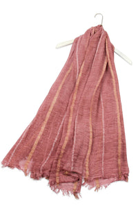 Gold & Silver Metallic Stripe Frayed Scarf - Fashion Scarf World