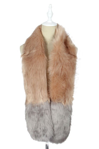 Two Tone Long Faux Fur Collar - Fashion Scarf World