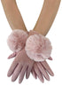 Faux Fur Pom Pom Touch Screen Gloves