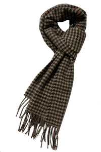 Houndstooth With Stripe Wool Unisex Scarf - Fashion Scarf World
