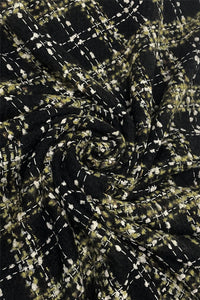 Soft Boucle Check Frayed Edge Wool Scarf