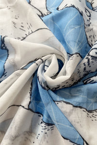 Geometric Polar Bear Print Frayed Scarf - Fashion Scarf World