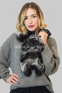 Two Tone Faux Fur Scarf (Wide) - Fashion Scarf World