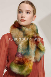 Multicoloured Faux Fur Pull Through Collar - Fashion Scarf World