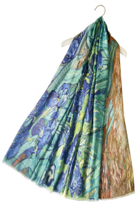 Van Gogh Irises Print Frayed Scarf - Fashion Scarf World