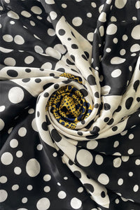 Contrast Polka Dot Pumpkin Silk Scarf