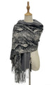 Snakeskin Stripe Soft Wool Tassel Scarf