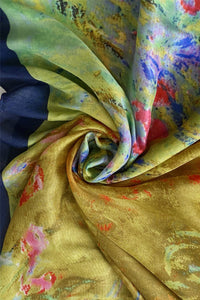 Oil Painted Flower Garden Print Silk Scarf - Fashion Scarf World