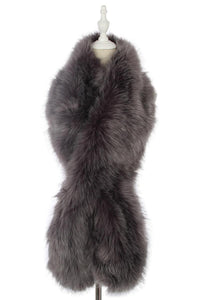 Soft Fur Long Scarf - Grey - Fashion Scarf World