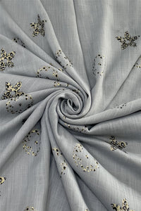 Foiled Floral Leopard Monogram Print Scarf with Frayed Edge