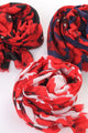 Bold Red Poppy Print Frayed Scarf - Fashion Scarf World