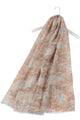 Sequin Dotted Feather Print Frayed Scarf - Fashion Scarf World