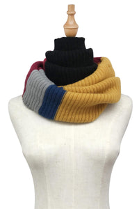 Colour Block Stripe Knitted Snood - Fashion Scarf World