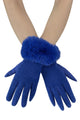 Faux Fur Trim Touch Screen Gloves