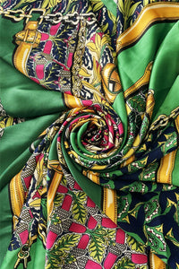 Vibrant Floral & Buckle Print Silk Scarf