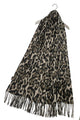 Luxe Leopard Print Wool Tassel Scarf
