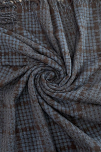 Woven Textured Check Blanket Tassel Scarf