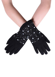 Pearl and Diamante Touchscreen Gloves - Fashion Scarf World
