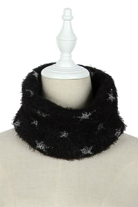 Kid's Fluffy Knitted Star Print Snood - Fashion Scarf World