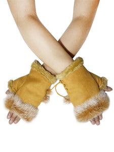 Plain Real Fur Fingerless Mittens